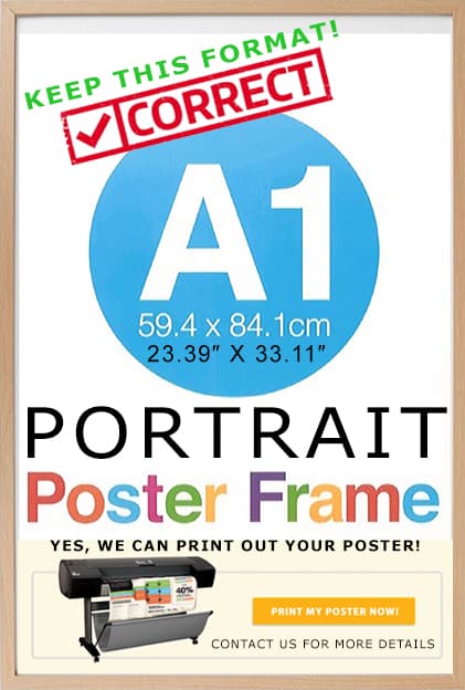 A1 portrait scientific poster frame with dimensions