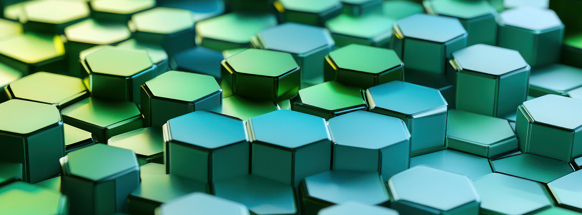 Illustration of green hexagonal materials